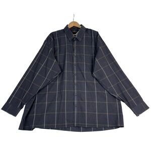 Knights Sportswear 4XLT Tall Dark Grey Windowpane Plaid Button Down Shirt NWT‎